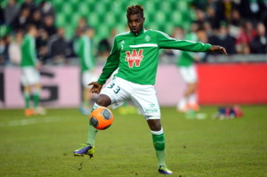 Allan Saint-Maximin in azione con la maglia del Saint-Etienne
