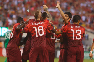 La compagine portoghese mentre celebra un gol