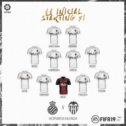 Espanyol-Valencia formazioni ufficiali