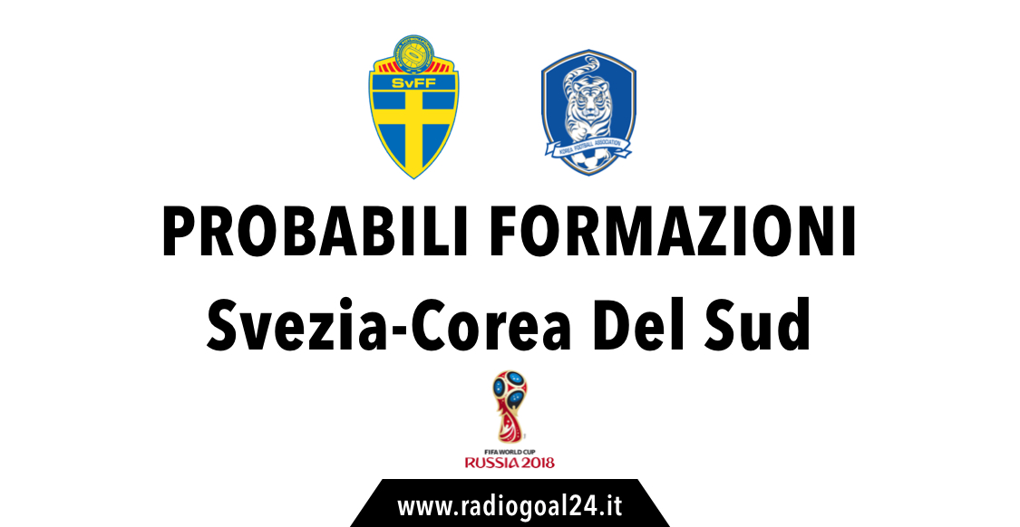 Svezia-Corea del Sud probabili formazioni